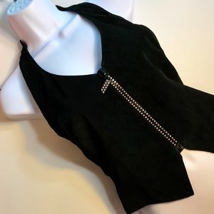 Cache Real Suede/Leather Halter Top